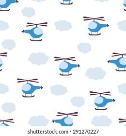kids seamless pattern: Aircraft and clouds