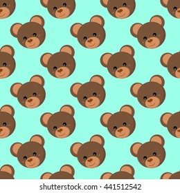 kids seamless pattern bear on a green background