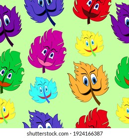 hojas de dibujos animados sin costura para niños