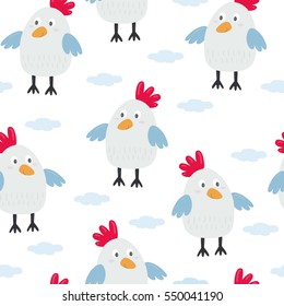 kids seamless pattern with chickens.