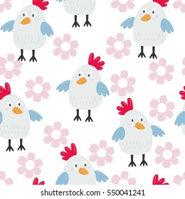 kids seamless pattern with chickens.
