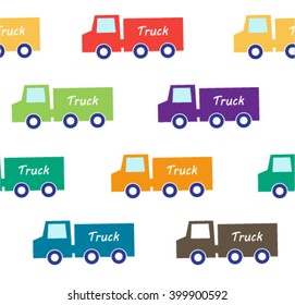 Kids seamless pattern with colorful small truck