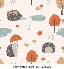 Kids seamless pattern with cute vector clipart in scandinavian style. Digital paper, seamless background texture for textile, fabric, wallpaper