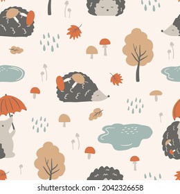 Kids seamless pattern with cute vector clipart in scandinavian style. Digital paper, seamless background texture for textile, fabric, wallpaper