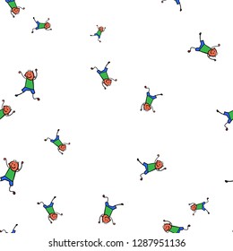 Kids seamless pattern in doodle style. Vector illustration on white background.