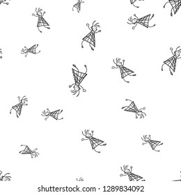 Kids seamless pattern in doodle style. Vector illustration on white background.