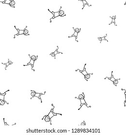 Kids seamless pattern in doodle style. Vector illustration on white background.