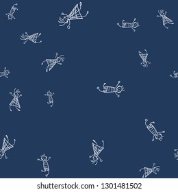 Kids seamless pattern in doodle style. Vector illustration on color background.