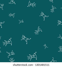 Kids seamless pattern in doodle style. Vector illustration on color background.