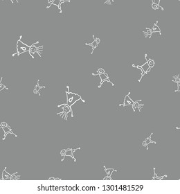 Kids seamless pattern in doodle style. Vector illustration on color background.