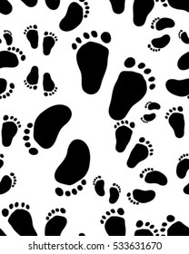 Kids seamless pattern with footprint on a white background