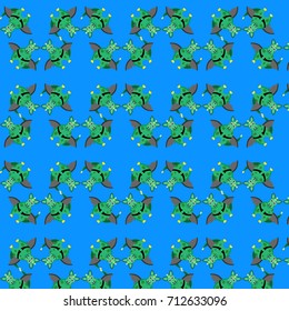Kids seamless pattern with green cartoon dragon. Green imagination character, vector illustration