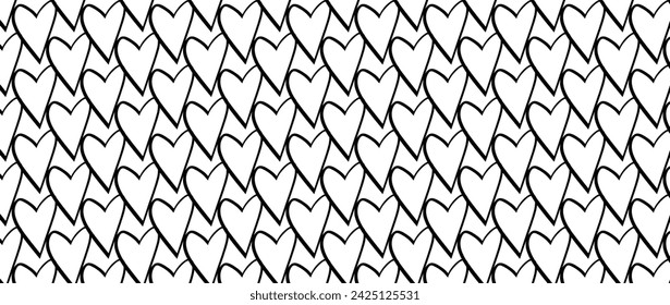 Patrón sin fisuras para niños con corazones dibujados a mano . Vector escandinavo de moda