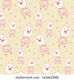 Kids seamless pattern with light hand-drawn baby graphics. Cute naive doodle characters in childish funny style for design of kids textile and stationery, clothing and knitwear, diapers, bedding.