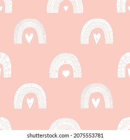 Kids seamless pattern with magic rainbows. Can be used in textile industry, paper, background, scrapbooking.