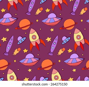 Kids seamless pattern on the topic space