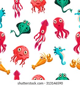 Patrón sin fisuras de los niños con ilustración vectorial de la vida marina