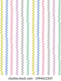 Kid's seamless pattern. summer baby print. Design elements for baby textile or clothes. Hand drawn doodle repeating shapes, wavy Stripes pattern background. 