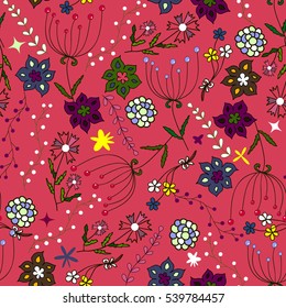 Kids seamless pattern. Seamless summer illustration, floral texture. Vector. Use for children's clothing, wrap, wallpaper for children, background, packaging decoration and much more