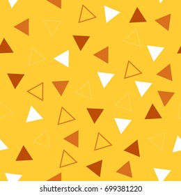 Kids seamless pattern with triangles on warm yellow background