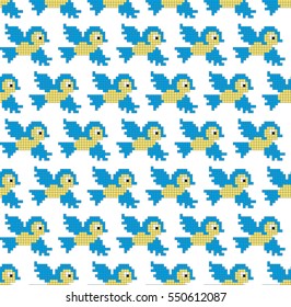 kids seamless pixel pattern in the birds