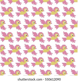 kids seamless pixel pattern in the birds