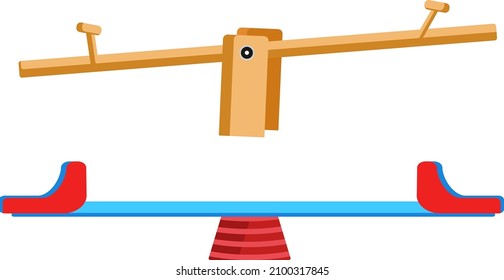 Kids see saw, illustration, vector on a white background.