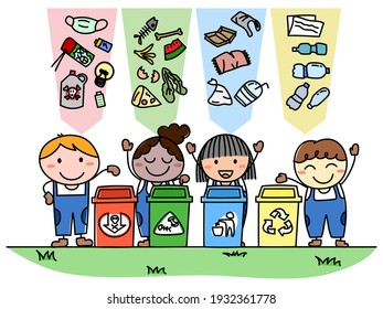 Kids Segregating Trash. Save the World.