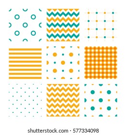 kids set of seamless patterns: lines, stripes, dots, zigzags