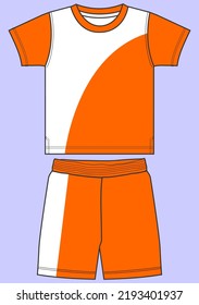kids Set of sketch t-shirt cut and sew Vector design template.
Basic Tee shirt fashion flat sketch technical drawing template for kids. 
Blank flat Short sleeve t-Shirt design With chest cut and sew.