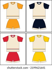 kids Set of sketch t-shirt cut and sew Vector design template.
Basic Tee shirt fashion flat sketch technical drawing template for kids. 
Blank flat Short sleeve t-Shirt design With chest cut and sew.