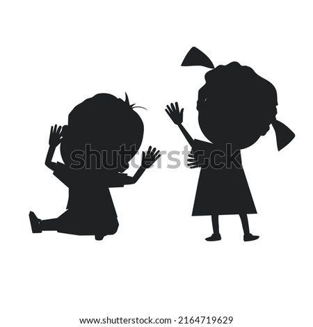 Kids, set of vector silhouettes