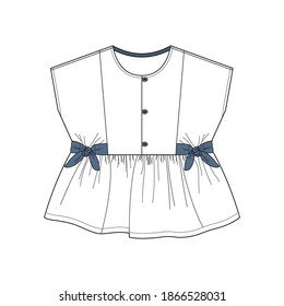 kids shirt Fashion Flat Sketch Template