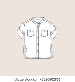 kids shirt, half sleeve flat sketch illustration