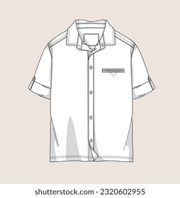 kids shirt, half sleeve flat sketch illustration