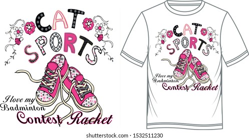 Kids Shoes Tee Print Design Vector