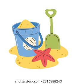 Kids Shovel And Bucket Vector Illustration