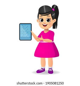 kids  showing index finger to blank cell phone