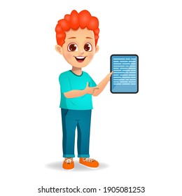 kids  showing index finger to blank cell phone