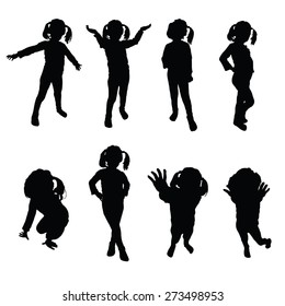 kids silhouette black art vector