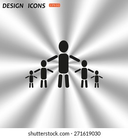 kids silhouette family. icon. vector design