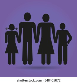 kids silhouette family. icon. vector design