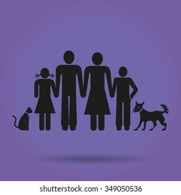 kids silhouette family. icon. vector design