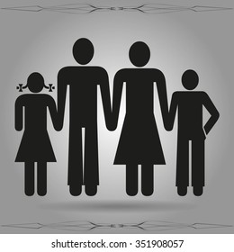 kids silhouette family. icon. vector design