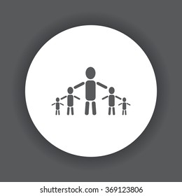 kids silhouette family icon, vector illustration. Flat design style