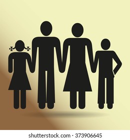 kids silhouette family. icon. vector design