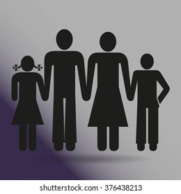 kids silhouette family. icon. vector design