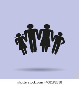 kids silhouette family. icon. vector design