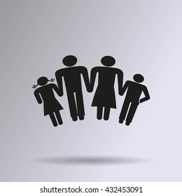 kids silhouette family. icon. vector design