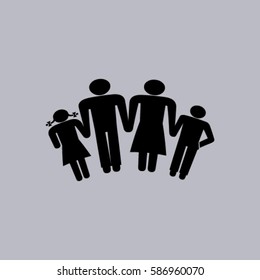 kids silhouette family. icon. vector design